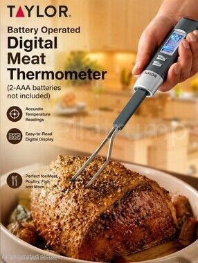 Taylor Battery Operated Digital Meat Thermometer (2-AAA batteries not included)